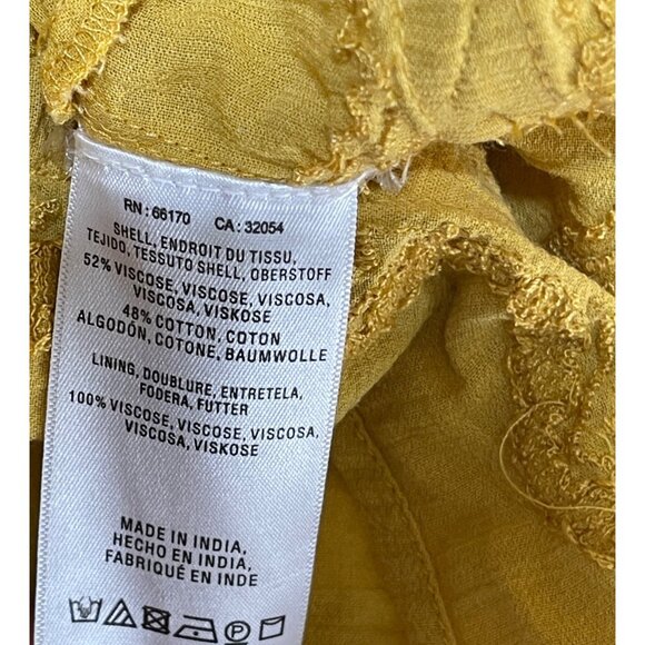 Akemi + Kin Tunic Dress Yellow Gold Slip Embroidery Bell Sleeve Size XL Extra La - Picture 10 of 14